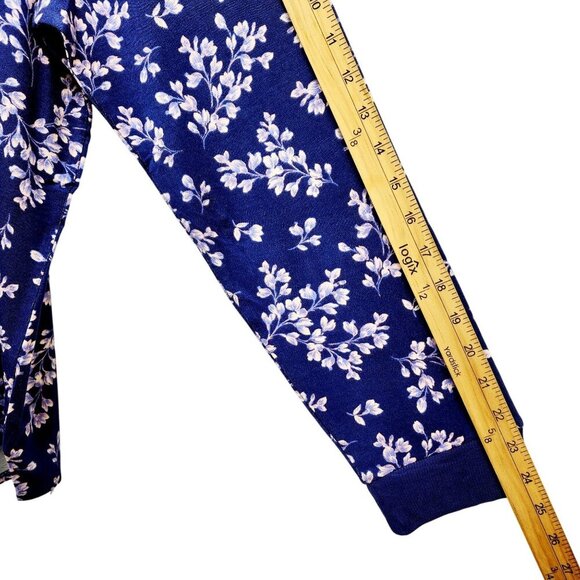 Lacey Chabert Collection Blue Floral Long Sleeve Tie-Front Womens Top Size M - Picture 9 of 10